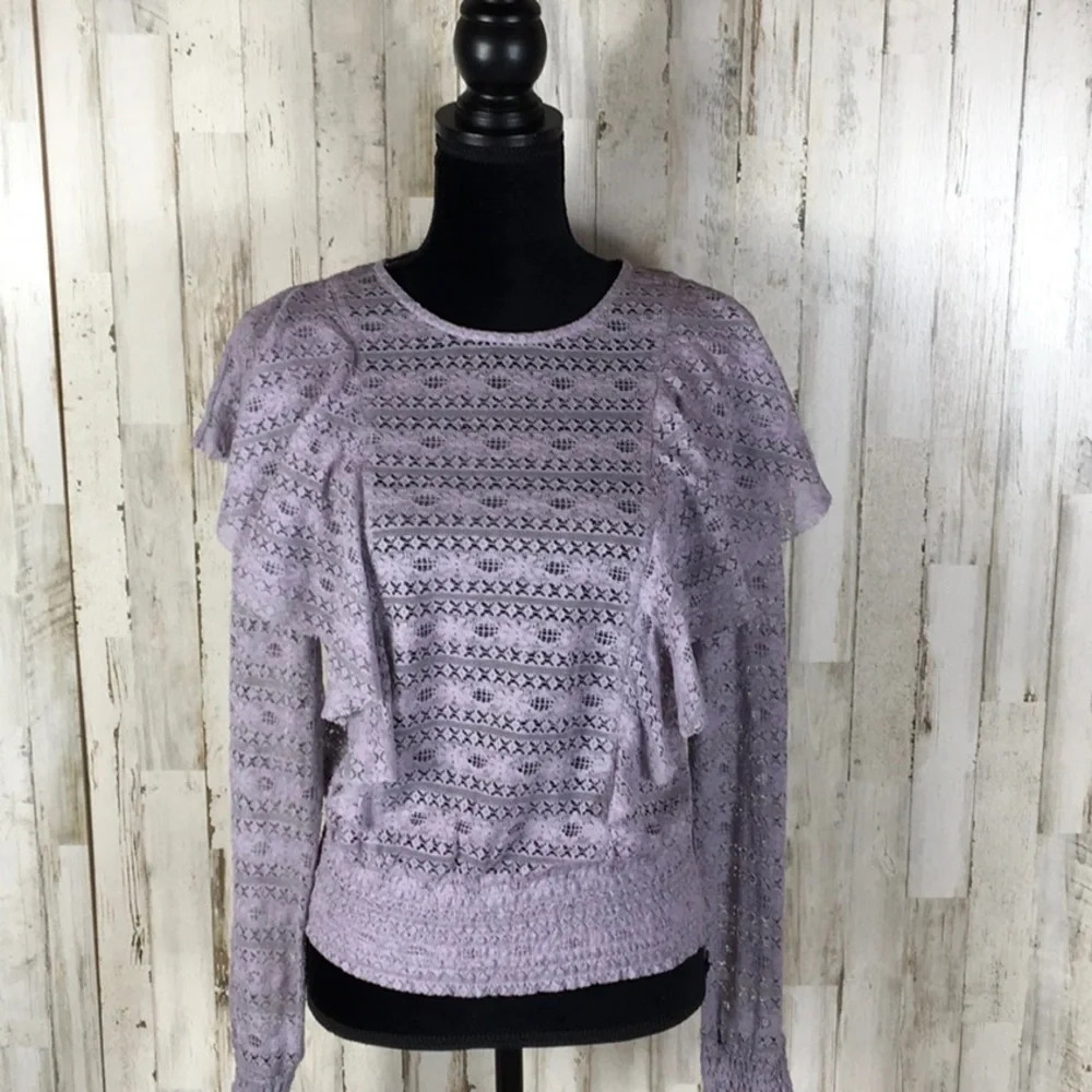 Melrose & Market Ruffle Lilac Lace Blouse S NWT v6x